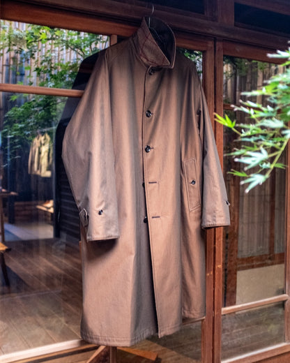SINGLE RAGLAN COAT Ⅱ EX. - GABARDINE × PEN CHECK TWEED - BROWN