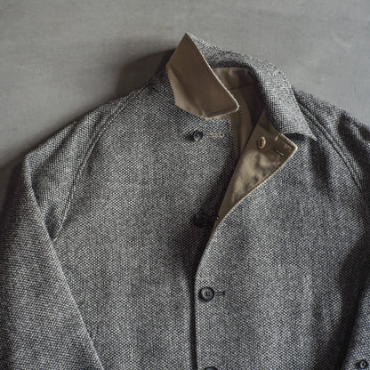 SINGLE RAGLAN COAT Ⅱ - GABARDINE × CAVIAR TWEED - BEIGE
