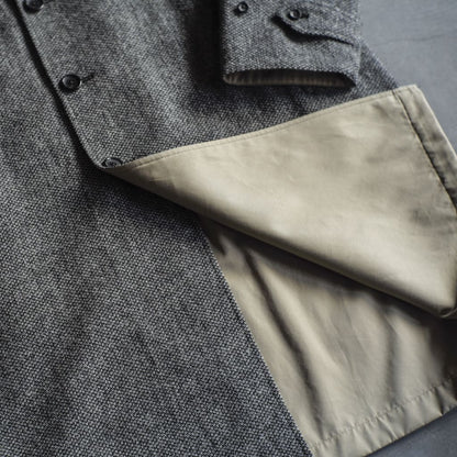 SINGLE RAGLAN COAT Ⅱ - GABARDINE × CAVIAR TWEED - BEIGE