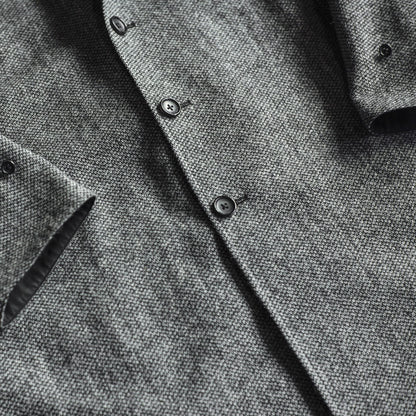 SINGLE RAGLAN COAT Ⅱ - GABARDINE × CAVIAR TWEED - BLACK
