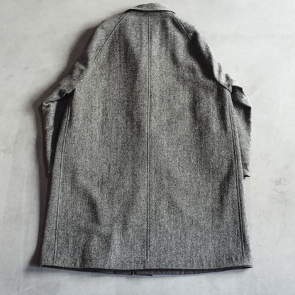 SINGLE RAGLAN COAT Ⅱ - GABARDINE × CAVIAR TWEED - BLACK