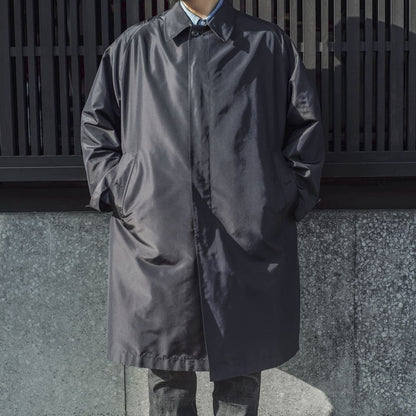 SINGLE RAGLAN COAT Ⅸ - SILK TAFFETA - NAVY