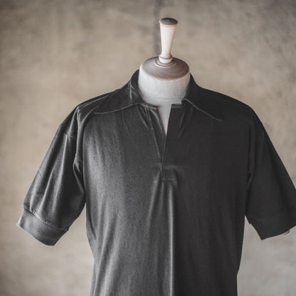 SKIPPER POLO - COTTON RAYON - BLACK & NAVY & NATURAL