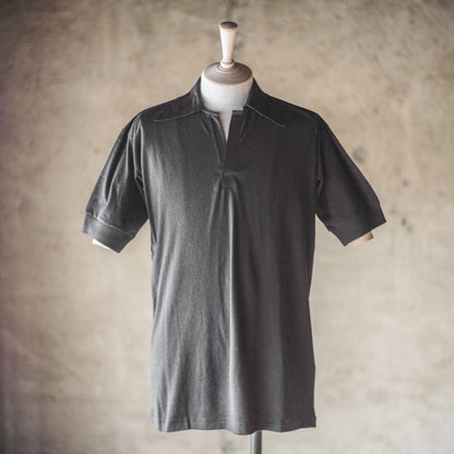 SKIPPER POLO - COTTON RAYON - BLACK & NAVY & NATURAL