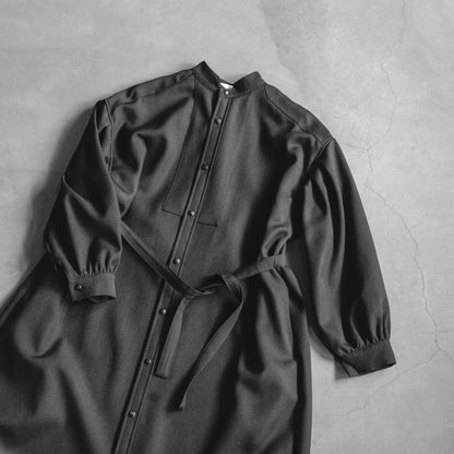 TUSCAN DRESS - WOOL SERGE - BLACK