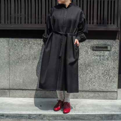 TUSCAN DRESS - WOOL SERGE - BLACK