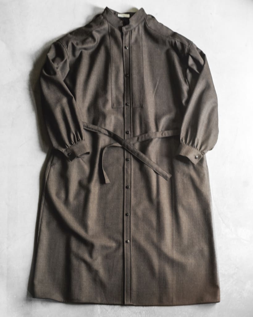 TUSCAN DRESS - WOOL SERGE - BROWN