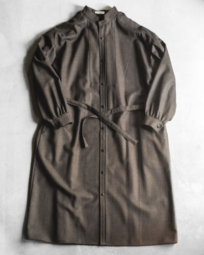 TUSCAN DRESS - WOOL SERGE - BROWN