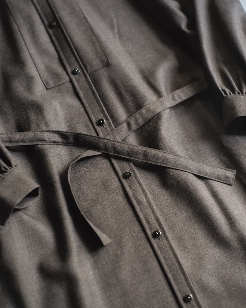 TUSCAN DRESS - WOOL SERGE - BROWN