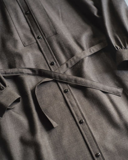 TUSCAN DRESS - WOOL SERGE - BROWN