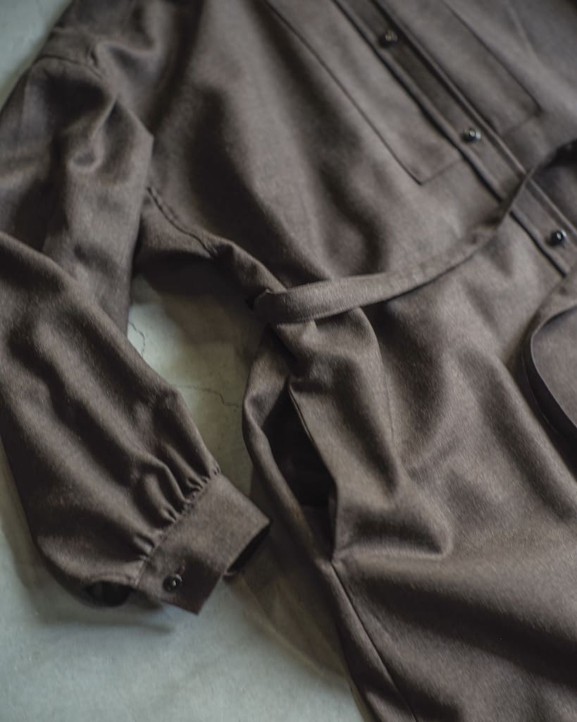 TUSCAN DRESS - WOOL SERGE - BROWN