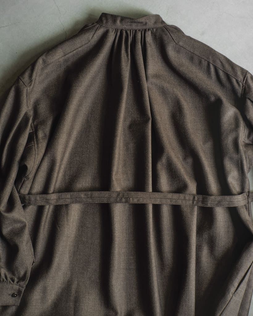 TUSCAN DRESS - WOOL SERGE - BROWN