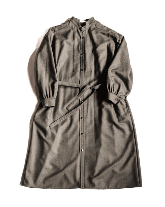 TUSCAN DRESS - WOOL SERGE - BROWN