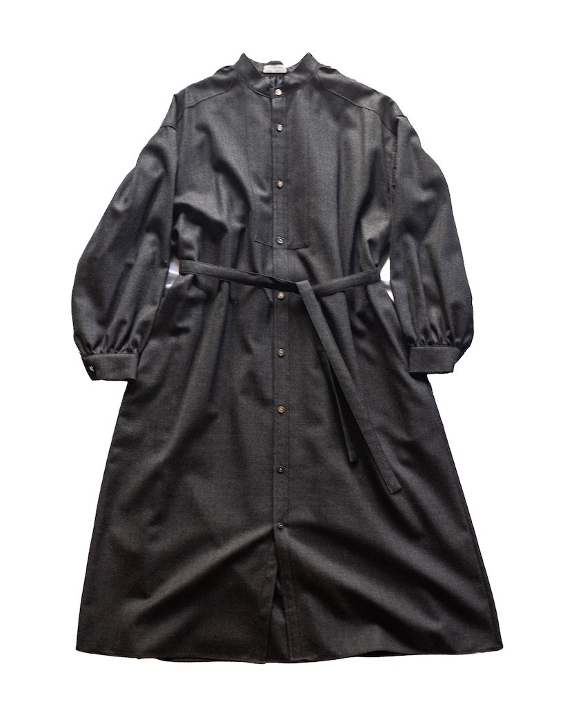 TUSCAN DRESS - WOOL SERGE - CAHRCOAL