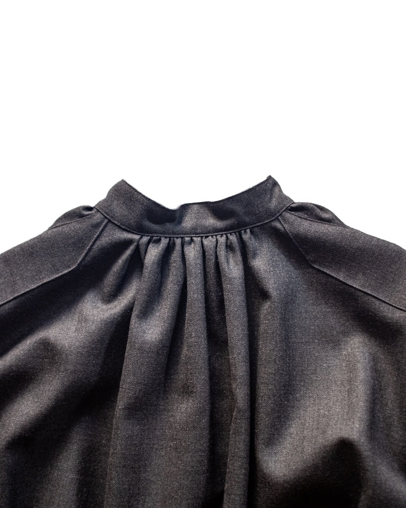 TUSCAN DRESS - WOOL SERGE - CAHRCOAL
