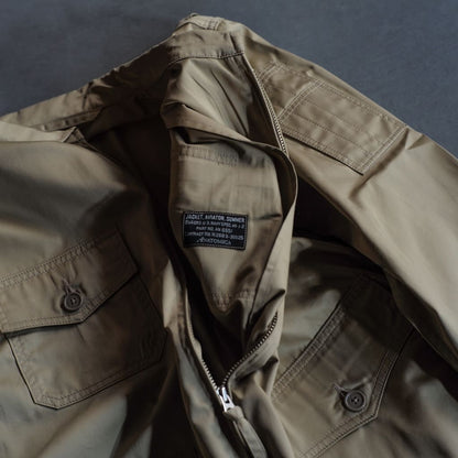 USN FLIGHT JACKET - COTTON POPRIN - BEIGE & NAVY