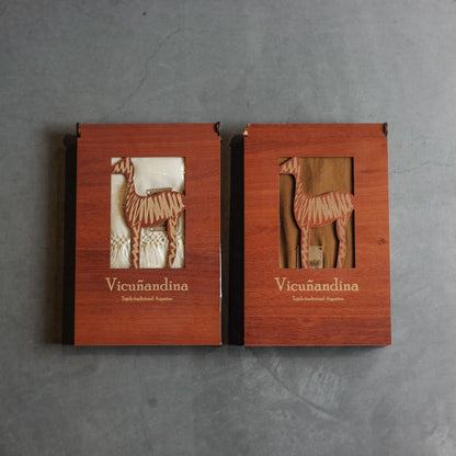 VICUNANDINA STOLE LARGE - ALPACA × COTTON - BROWN ＆ WHITE