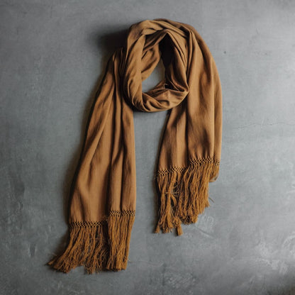 VICUNANDINA STOLE LARGE - ALPACA × COTTON - BROWN ＆ WHITE