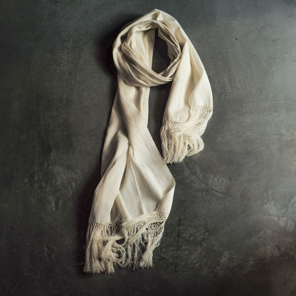 VICUNANDINA STOLE LARGE - ALPACA × COTTON - BROWN ＆ WHITE